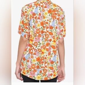 Disney Winnie The Pooh Floral Print Button Down Shirt Size S/M